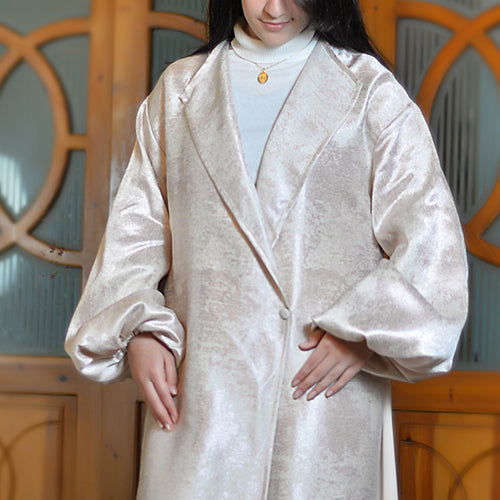 Dual-Tone Jacquard Poly-Car Abaya with Wide Collar