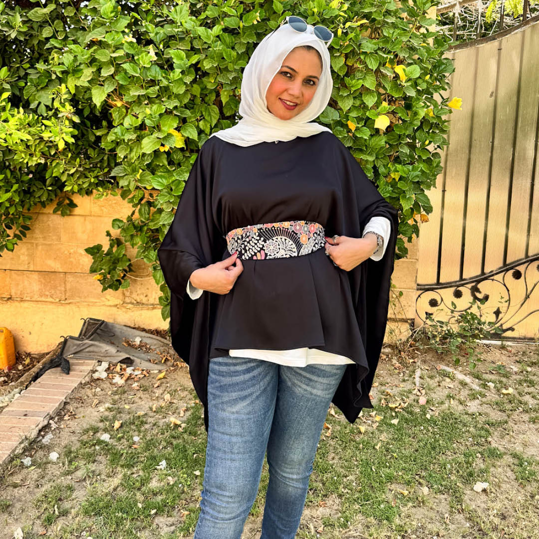 Black Poncho with Indian Silk Belt