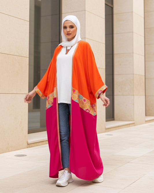 Colorful Cardigan with Indian Embroidered Fabric