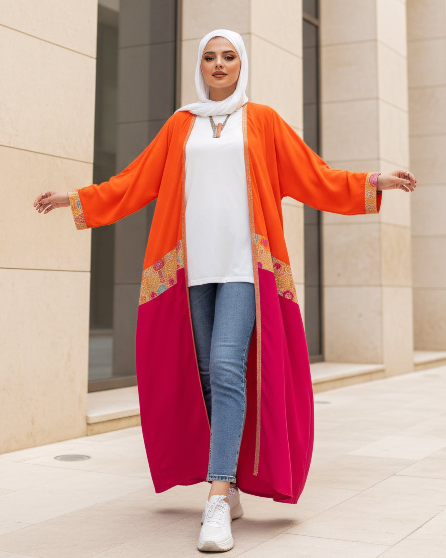 Colorful Cardigan with Indian Embroidered Fabric