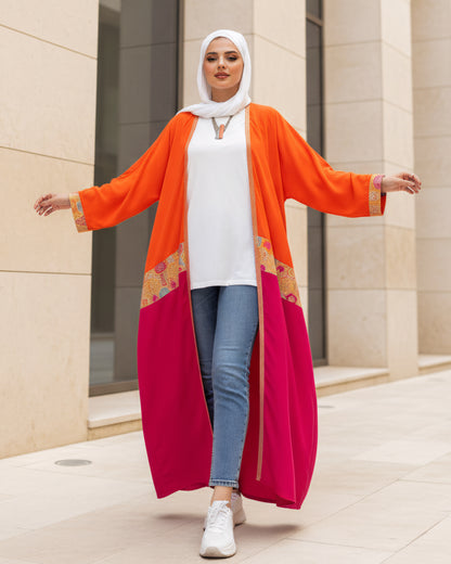 Colorful Cardigan with Indian Embroidered Fabric