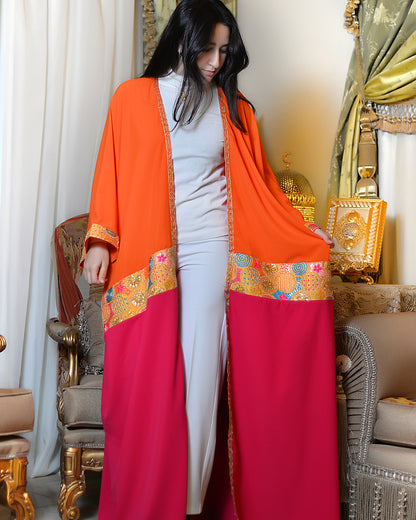 Colorful Cardigan with Indian Embroidered Fabric